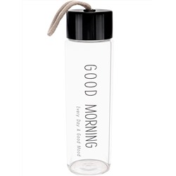 Бутылка для воды стеклянная "Хороший день", чёрная, 450 мл, 25*9*9