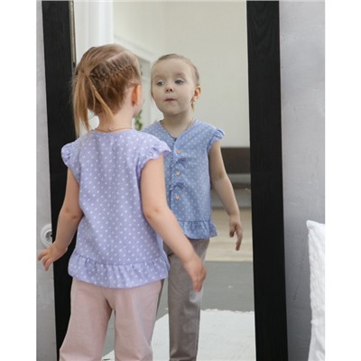 Блузка с короткими рукавами для девочки MINAKU, рост 92, цвет фиолетовый/белый
