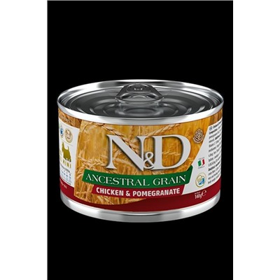 Корм влажный ND Dog ANCESTRAL Grain Chicken & Pomegranate MINI / Низкозерновой Курица с гранатом для собак мелких пород 140г