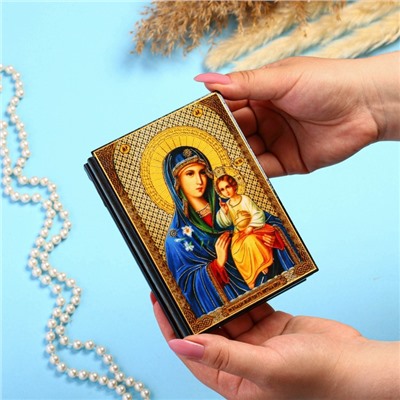 Шкатулка «Божья Матерь Неувядаемый Цвет»  10×14 см, лаковая миниатюра