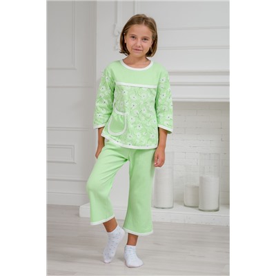 Пижама детская из футера Катя зеленый