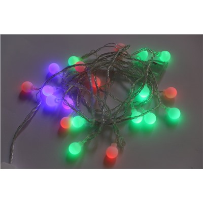 Гирлянда электрическая LED 40L белый провод, шары матовые малые цветная 4м 08-6 соединяемая, 220В