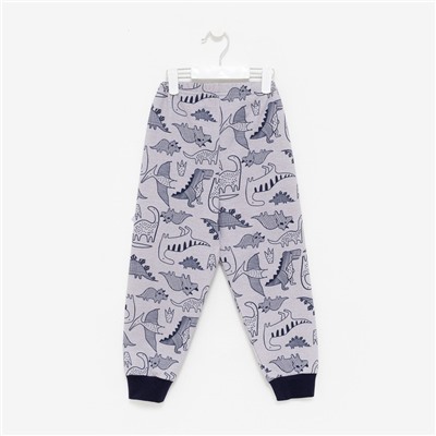 Пижама для мальчика НАЧЁС, цвет серый меланж/динозавры, рост 92 см