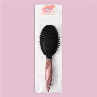 Расчёска массажная, прорезиненная ручка, 7 × 25 см, цвет чёрный/розовый
