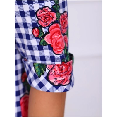 Туника-рубашка Рубин розовые розы (кулирка)