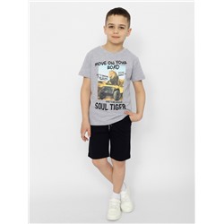 CSKB 90181-11-371 Комплект для мальчика (футболка, шорты),светло-серый меланж