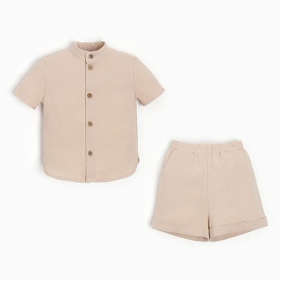 Комплект для мальчика (рубашка, шорты) MINAKU цвет бежевый, рост 68-74