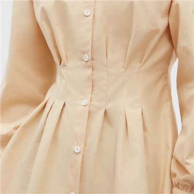 Рубашка женская удлиненная MINAKU: Casual Collection цвет бежевый, р-р 42