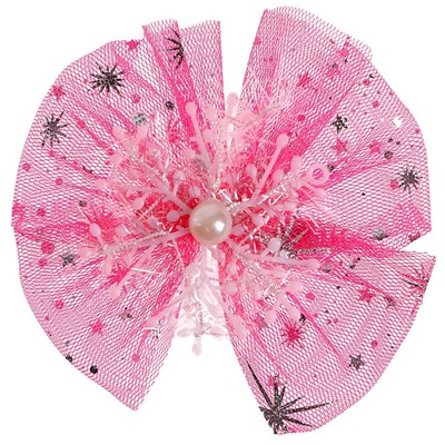 Карнавальный зажим «Снежинка», цвет розовый