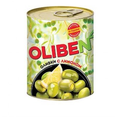 «OLIBEN», оливки крупные с лимоном, 270 гр. KDV