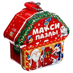Макси-пазлы в металлической коробке «Подарки от Деда Мороза», 10 пазлов, 35 деталей