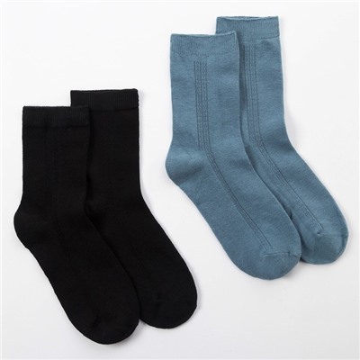 Набор детских носков 2 пары "Бамбук", 22-24 см, чёрн/син