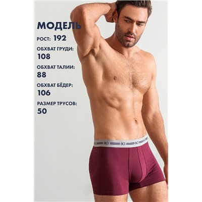 Трусы, набор - 3 штуки муж BeGood UMJ1203B Underwear темно-синий принт/бургунди/темно-синий