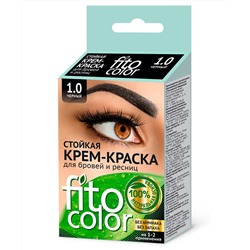Стойкая крем-краска для бровей и ресниц Fito Сolor, цвет черный (на 2 применения)