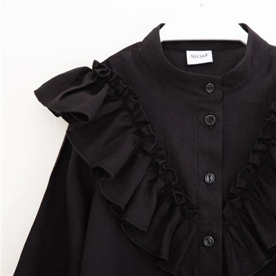 Рубашка для девочки MINAKU: Cotton collection, цвет чёрный, рост 110 см