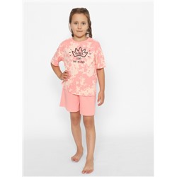 CWJG 50154-47 Комплект для девочки (футболка, шорты),персиковый