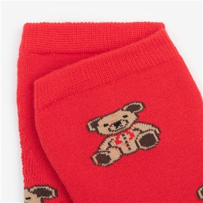 Носки зимние детские «Мишки», цвет красный, размер 14 (23-25)