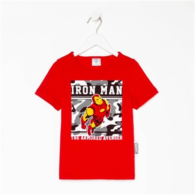 Футболка детская "Iron man" Мстители, рост 86-92, красный