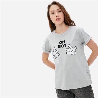 Футболка "Oh boy" Микки Маус, серый