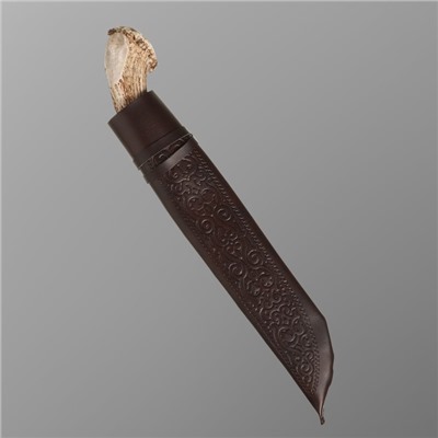 Нож Пчак Шархон - Большой, Косуля натуральная средняя, гарда гравировка, олово. ШХ-15 (16-17