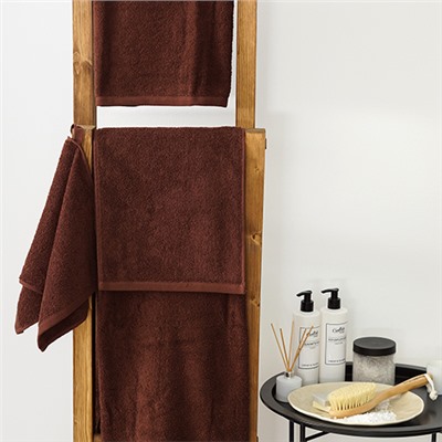 Махровое полотенце GINZA 30х60, 100% хлопок, 450 гр./кв.м. 'Темно-коричневый'