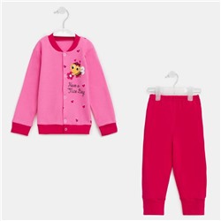 Комплект (кофточка-штанишки) для девочки, цвет розовый, рост 80 см