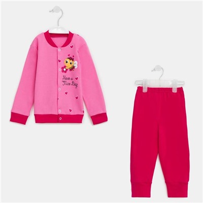 Комплект (кофточка-штанишки) для девочки, цвет розовый, рост 80 см