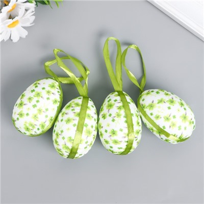 Декор пасхальный подвеска "Яйцо с цветочными веточками" набор 4 шт МИКС 7х5 см