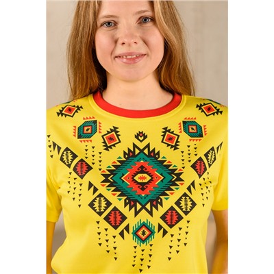 Пижама женская из футболки и шорт из интерлока Этника желтый