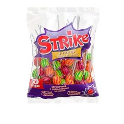 «Strike», карамель на палочке с жевательной конфетой, 565 гр. KDV