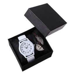 Подарочный набор 2 в 1 Voseco: наручные часы и браслет, d-4 см