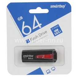 USB Flash  64GB SmartBuy IRON черный/красный 3.0