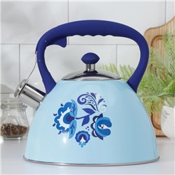 Чайник со свистком из нержавеющей стали Доляна «Свиристель», 3 л, цвет голубой