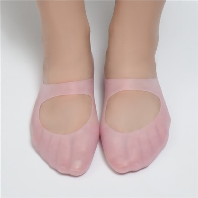 Носочки для педикюра, силиконовые, с лямкой, размер L, цвет розовый