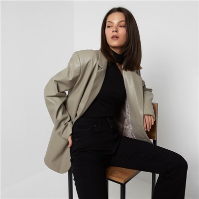 Пиджак женский (экокожа) Eco leather, цвет серый, размер 42-44