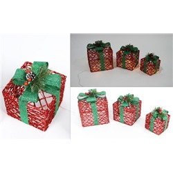 СУВЕНИР новогодний подарочные коробки (25см, 15 см, 10 см) гирлянда внутри