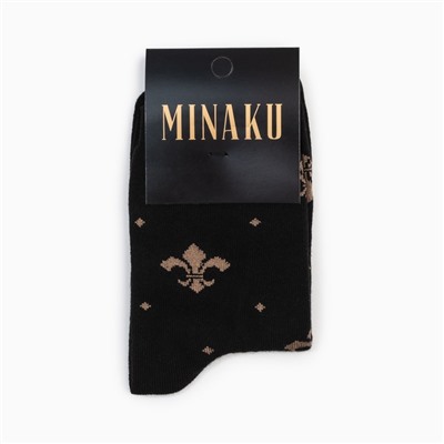 Носки MINAKU «Королевская лилия», цвет чёрный, размер 36-37 (23 см)