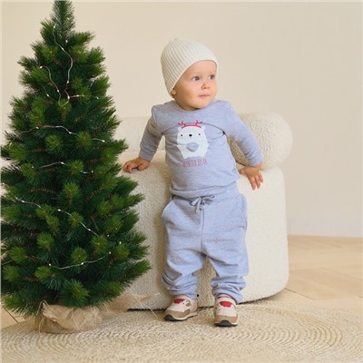 Комплект: джемпер и брюки Крошка Я "Merry Xmas", рост 62-68 см, цвет серый