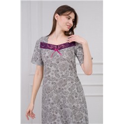 Ночная сорочка из кулирки Кружевница огурчик черно-фиолетовый