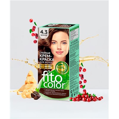 Стойкая крем-краска для волос серии Fito Сolor, тон 4.3 шоколад
