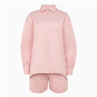 Комплект женский (рубашка, шорты) MINAKU: Oversize цвет тёмно-розовый, р-р 42