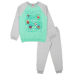 CAK 5395 Пижама для мальчика, серый меланж-зеленый