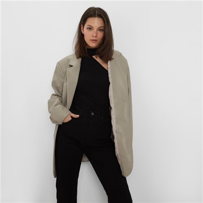 Пиджак женский (экокожа) Eco leather, цвет серый, размер 42-44