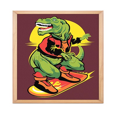 Фреска из цветного песка А4 "Динозавр на скейте"