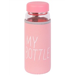 Бутылка для воды пластиковая "Просто бутылка" (в чехле) розовый