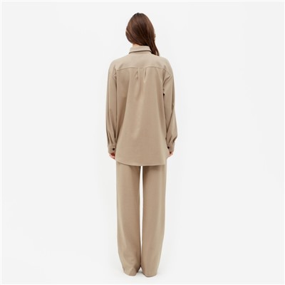 Костюм женский (рубашка, брюки) MINAKU: Casual collection цвет бежевый, р-р 42