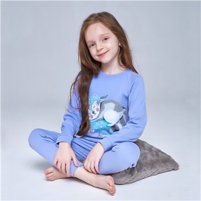 Сиреневая пижама для девочки с енотом