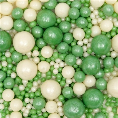 Посыпка кондитерская "Жемчуг", взорванные зерна риса, бело-зеленый микс, 50 г