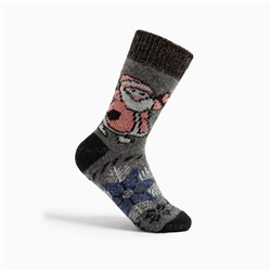 Носки шерстяные «Дед мороз» цвет серый, размер 25