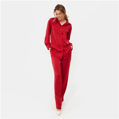 Комплект женский (рубашка, брюки) MINAKU: Silk pleasure цвет красный, р-р 50